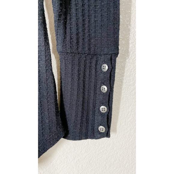 Chaser Black Long Sleeve Waffle Thermal Tunic Sweater Top Small - Picture 5 of 11